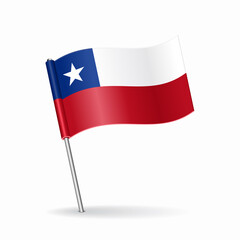 Chilean flag map pointer layout. Vector illustration.