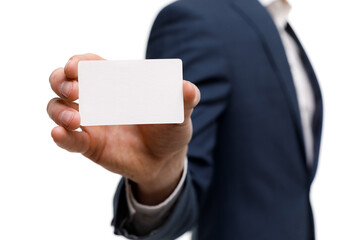 Young businessman is showing the word. Your text here