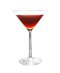 cocktail from cherry juice on white background