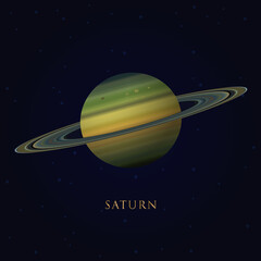 saturn in space vector.Elements of this vector furnished by NASA