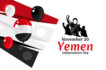 November 30, Independence Day of Yemen vector illustration. Suitable for greeting card, poster and banner.