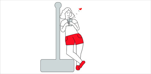 Fototapeta premium 2d illustration mobile using in open place concept 