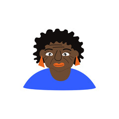 Portrait of an elderly African woman. Cartoon vector illustration.