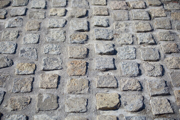 Texture of paving stones. Cobblestones with cement in the middle. Cobblestone wall. Cobblestone floor. Texture for matte painting.