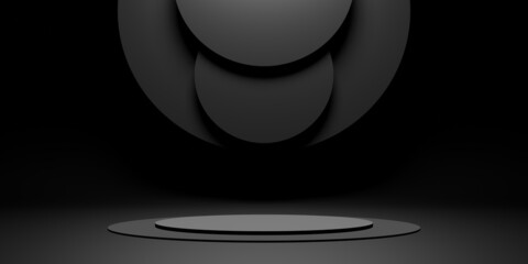 Dark ZEN Concept Stage Pallet simple circle base modern abstract background 3d illustration