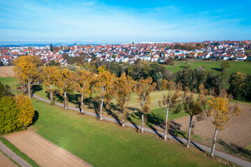autumn view to filderstadt bonlanden