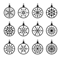 Fototapeta premium Christmas balls decorated with snowflakes.