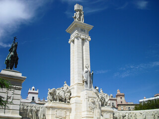 Fototapeta na wymiar Cádiz (Spain). View of the Monument to the Constitution of 1812 in the city of Cádiz