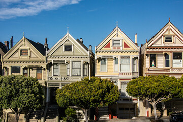 Fototapeta na wymiar The famous Painted Ladies Victorian postcard row homes, San Francisco, California, U. S. A. 