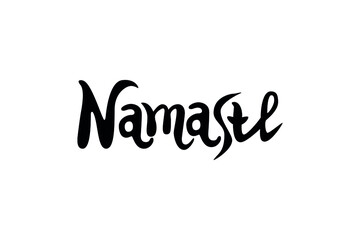 Handwritten word. Namaste. Vector illustration.