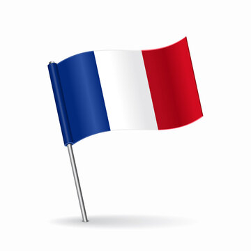 French flag map pointer layout. Vector illustration.