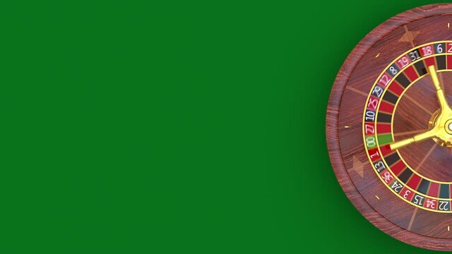 Copy space banner for online casino club and advert gambling games. Put ads text to empty green roulette table for gamblers and lucky player. Rotating roulette wheel on the blank background, loopable.