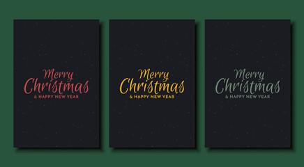 Christmas set of backgrounds, greeting cards, web posters, holiday covers. Design with realistic and gifts box. Merry Christmas and Happy New Year templates banner on background sky starry