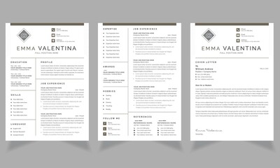 Minimalist Resume Layout with Coffee and Line Accents