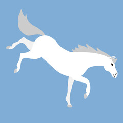 Obraz na płótnie Canvas Vector flat cartoon horse kicking isolated on blue background