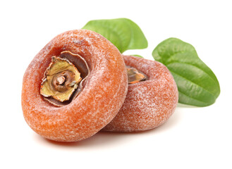 dried persimmon on white background 