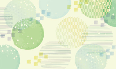 水彩風　和風柄　背景素材 © ヨーグル