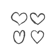 Hand drawn doodle hearts. Set of heart illustrations for valentine's day decoration. Love sketches.