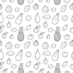 Fruit seamless pattern vector illustration, hand drawing doodles
