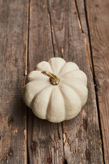 White pumpkin on the wodden background