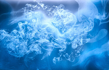 Abstract blue ocean sea background, indigo ink sky, liquid azure paint underwater, swirling smoke wallpaper