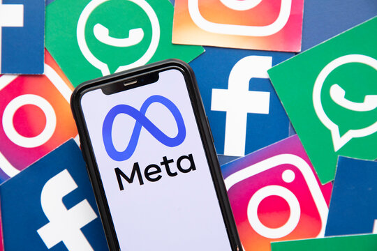 LONDON, UK - October 2021: Facebook social media company changes its corporate name to Meta