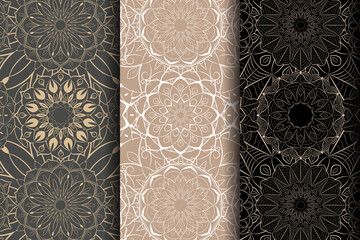 mandala pattern set. seamless pattern creative ornaments. fabrics, templates and textile patterns.