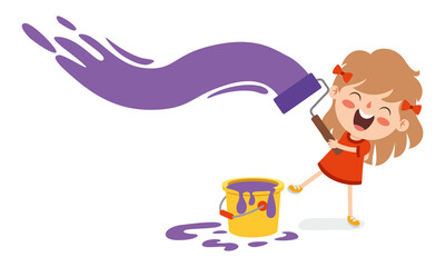 Funny Kid Coloring And Painting