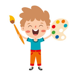 Funny Kid Coloring And Painting