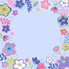 Fototapeta na wymiar Cute pastel floral border frame vector.