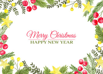 Watercolor Christmas ornament as frame background.