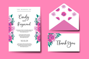 Modern Wedding invitation frame set,  Beautiful Rose Flower design Invitation Card Template