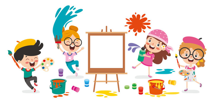 Funny Kid Coloring And Painting