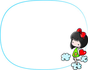 vector cartoon girl with blank speech bubble