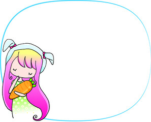 vector cartoon girl with blank speech bubble