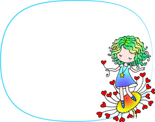 vector cartoon girl with blank speech bubble