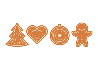 Christmas cookie cartoon. Holiday gingerbread man cookie. Happy new year decoration. Merry Christmas holiday. New year and Xmas celebration.