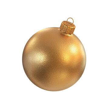 Christmas ball matte gold on a white background, 3d render
