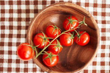food wooden board cherry tomatoes organic close-up