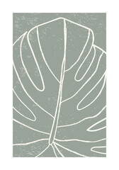 Trendy minimalist botanical leaf abstract collage posters