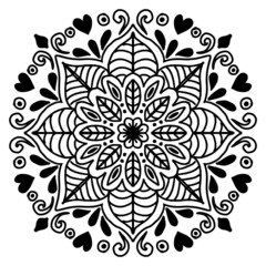 Hand draw of mandala with floral ornament pattern.
