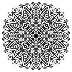 Hand draw of mandala with floral ornament pattern.