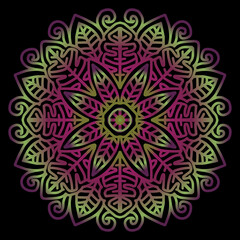 Hand draw of mandala with floral ornament pattern.