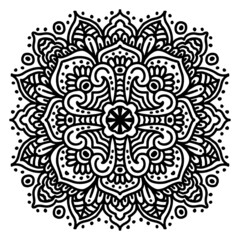 Hand draw of mandala with floral ornament pattern.
