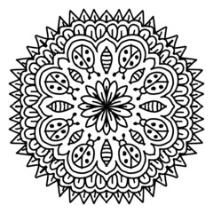 Hand draw of mandala with lady bugs ornament pattern.
