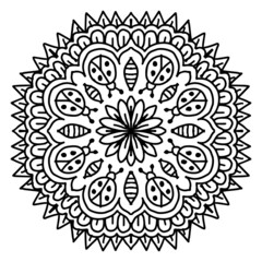 Hand draw of mandala with lady bugs ornament pattern.