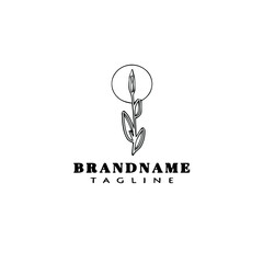 cute cattail cartoon logo creative template icon black isolated vector illustration