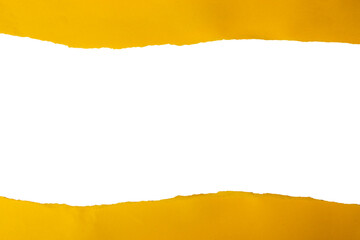 White background with copy space and yellow torn paper edge