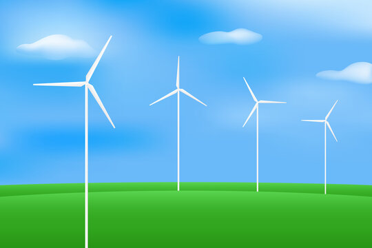 Wind power. Eco-friendly energy source. Vector illustration.