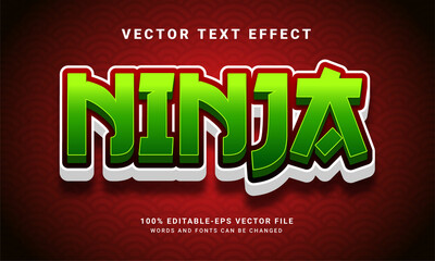 Ninja 3D editable text style effect. Ninja text effect with green color theme